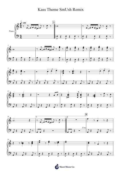 Kass Theme SmUsh Remix Sheet Music by Manaka Kataoka-Arr.Chrisriah Sheicia