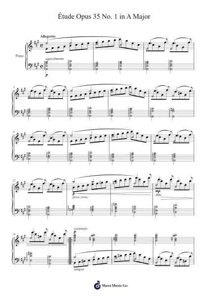 Étude Opus 35 No. 1 in A Major Sheet Music by Charles-Valentin Alkan-Arr.Odefred