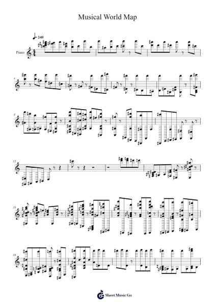Musical World Map Sheet Music by John Keats-Arr.Urrite