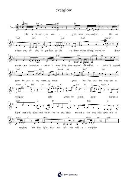 everglow Sheet Music by Coldplay-Arr.Mervan