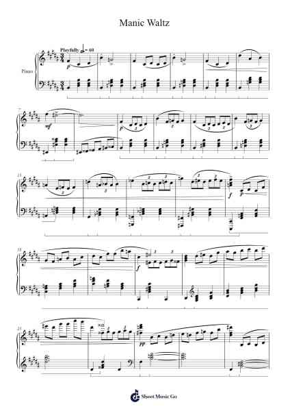 Manic Waltz Sheet Music by Andrew Bowling-Arr.Leighborn