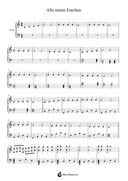 Alle meine Entchen Sheet Music by undefined-Arr.Gailma