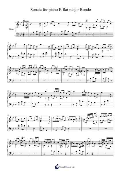 Sonata for piano B flat major Rondo Sheet Music by Charles Adams-Arr.Payyule