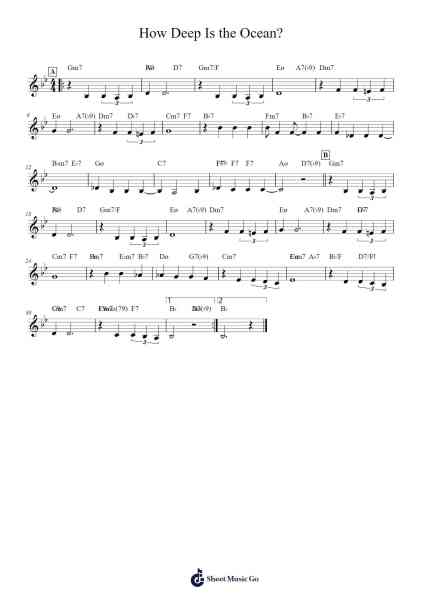 How Deep Is the Ocean? Sheet Music by Irving Berlin-Arr.Janejill Mooca