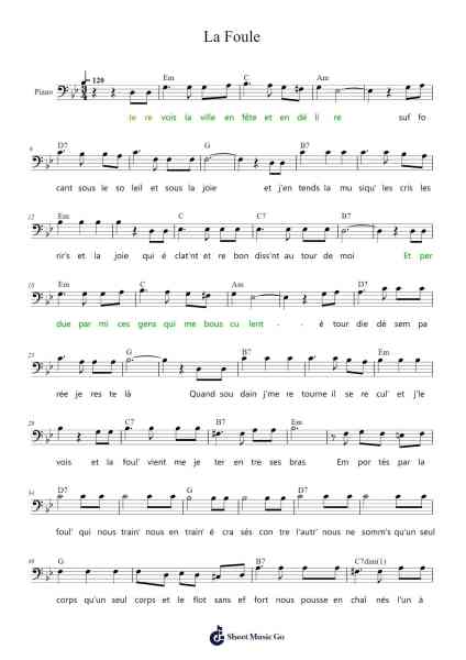 La Foule Sheet Music by Édith Piaf-Arr.Greenblack Xawilde
