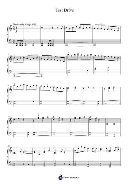 Test Drive - Easy Piano Sheet Music by John Powell-Arr.Hunfrances Dunnfay
