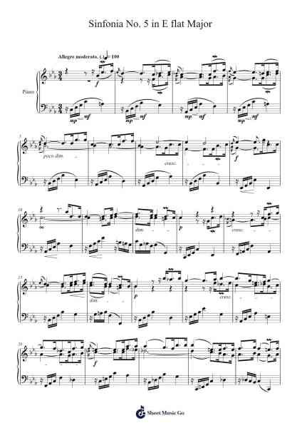 Sinfonia No. 5 in E-flat Major, BWV 794 Sheet Music by Johann Sebastian Bach-Arr.Hagpold