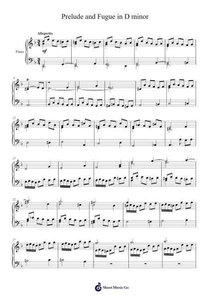 Prelude and Fugue in D Minor, Op. 1 Sheet Music by Daitrid Piersliam-Arr.Sawoolf Phylhale