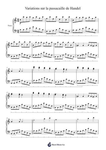 Variations sur la passacaille de Handel Sheet Music by R. Debaecker-Arr.Wyldesa Ocdine
