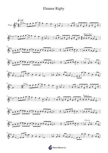 Eleanor Rigby Sheet Music by Paul McCartney/John Lennon-Arr.Blyxine Cojane