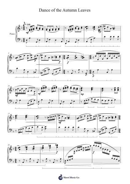 Dance of the Autumn Leaves Musica per pianoforte di Melody Bober - Arr.Kennick