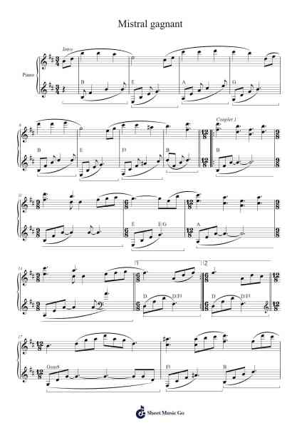 Mistral gagnant Sheet Music by Renaud-Arr.Corrie