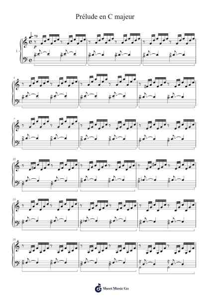 Prélude en C majeur Sheet Music by Johann Sebastian Bach-Arr.Deirrine Sisibyl
