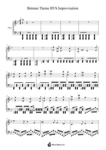 Batman Theme BVS Improvisation Sheet Music by Hans Zimmer/Junkie XL-Arr.Judmons Bairdchel