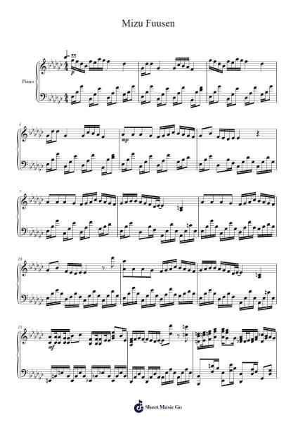 Mizu Fuusen Sheet Music by 藤田麻衣子 (Maiko Fujita)-Arr.Yorktie Phisopp