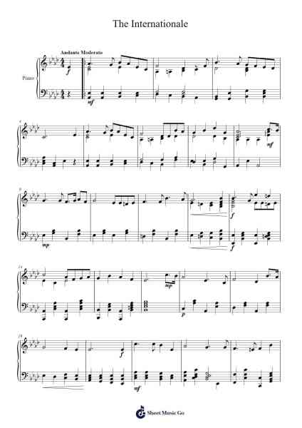 The Internationale Sheet Music by Pierre de Geyter-Arr.Urclair