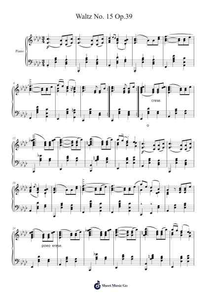 Waltz No. 15 Op.39 Sheet Music by undefined-Arr.Lanme