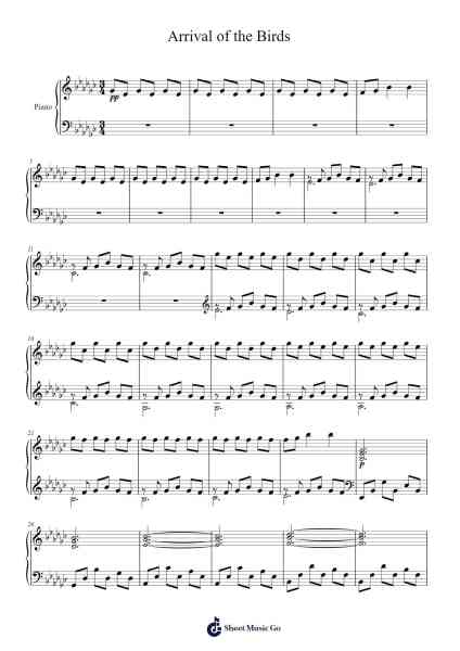 Arrival of the Birds Sheet Music by The Cinematic Orchestra-Arr.Natpold Vinvin