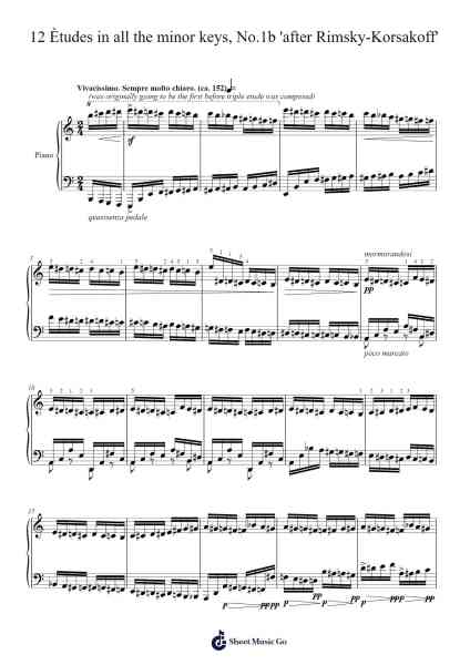 12 Ètudes in all the minor keys, No.1b 'after Rimsky-Korsakoff' Sheet Music by Marc-André Hamelin-Arr.Hudvic Nolip