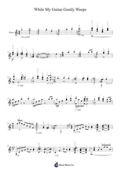 While My Guitar Gently Weeps Sheet Music by George Harrison-Arr.Hobryce Cookeniei