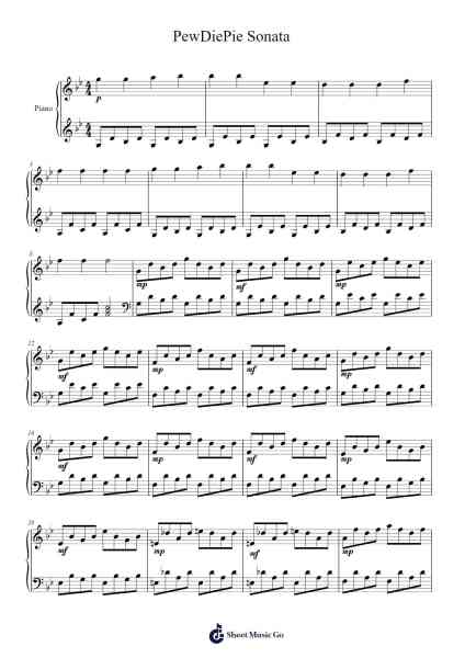 PewDiePie Sonata Sheet Music by Felix Arvid Ulf Kjellberg-Arr.Camilbeard
