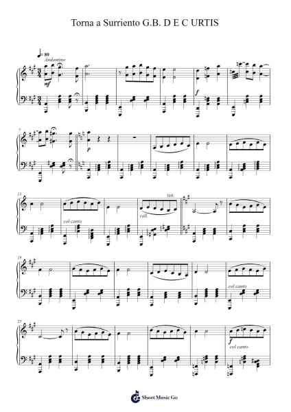 Torna a Surriento Sheet Music by E. DE CURTIS-Arr.Vogtthia