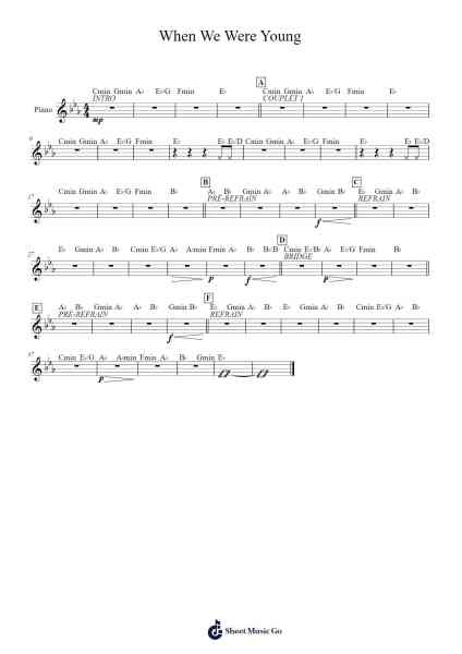 When We Were Young Sheet Music by Adele-Arr.Vicvey Cotge