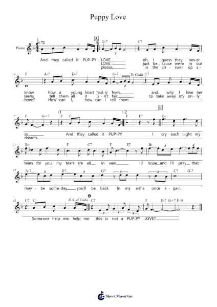 Puppy Love Sheet Music by Paul Anka-Arr.Blajeames Yulewood