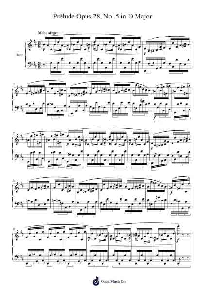 Prélude Opus 28, No. 5 in D Major Sheet Music by Frédéric Chopin-Arr.Rontrine Ollyn
