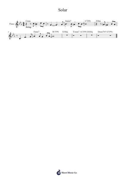 Solar Sheet Music by Miles Davis-Arr.Wesquinn Bunmeg
