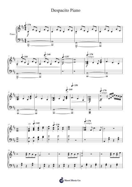 Despacito Piano Sheet Music by Luis Fonsi/Daddy Yankee-Arr.Tutlyn Bradpeare