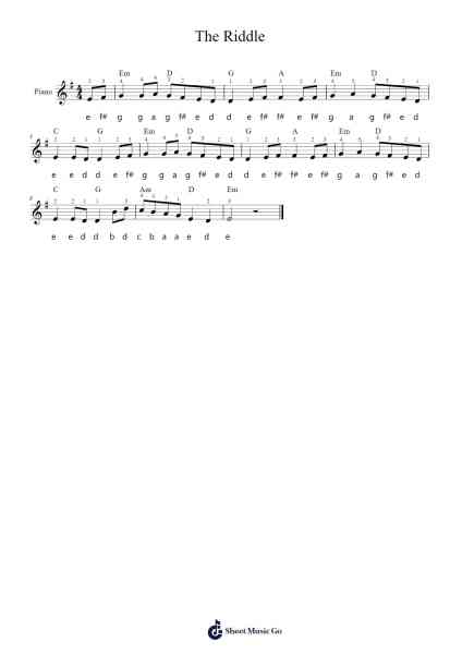 The Riddle (Liedje voor de rechterhand) Sheet Music by undefined-Arr.Hughmand
