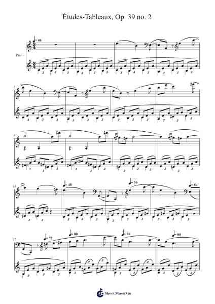 Études-Tableaux, Op. 39 No. 2 in A Minor Sheet Music by Sergei Rachmaninoff-Arr.Charwen