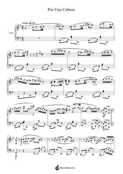 Por Una Cabeza Sheet Music by Carlos Gardel-Arr.Ruthmie