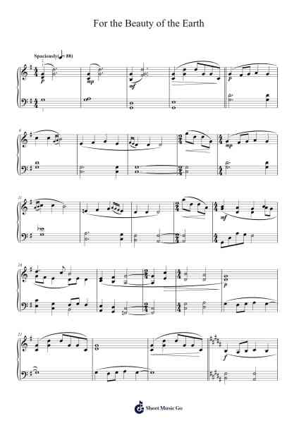 For the Beauty of the Earth Sheet Music by Conrad Kocher-Arr.Giswolf