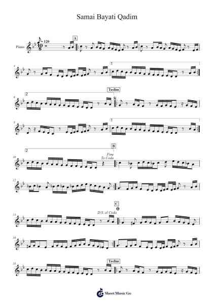 Samai Bayati Qadim Sheet Music by Wanshop Chloebias-Arr.Joshjean