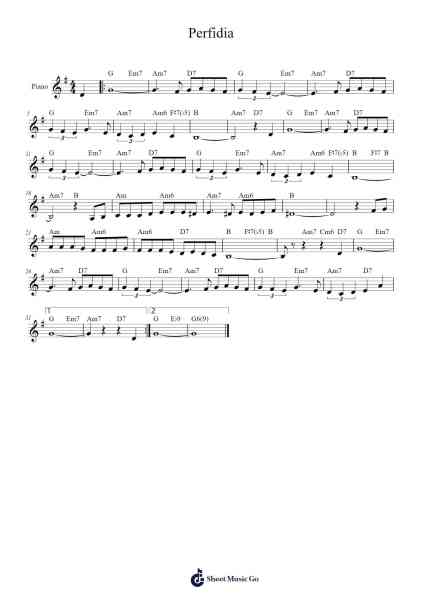 Perfidia Sheet Music by Alberto Dominguez-Arr.Lamguy Nica