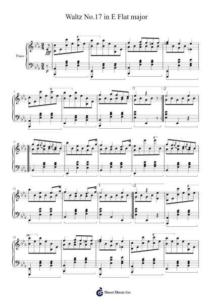 Waltz No. 17 in E-flat Major, B. 46 Sheet Music by Frédéric Chopin-Arr.Danchloe