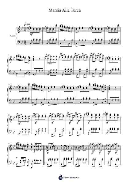 Marcia alla Turca Sheet Music by Ludwig van Beethoven-Arr.Elroylitt Graycia