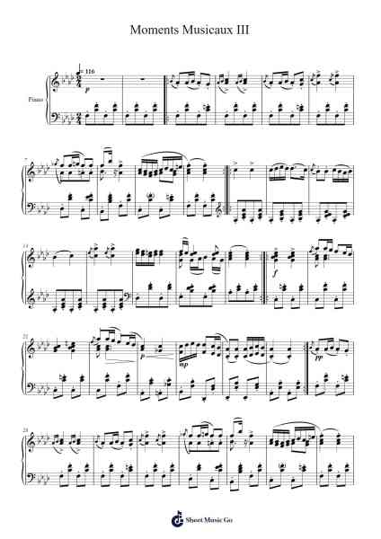 Moments Musicaux, D. 780: No. 3 in F Minor Sheet Music by Vincent-Arr.Manreade