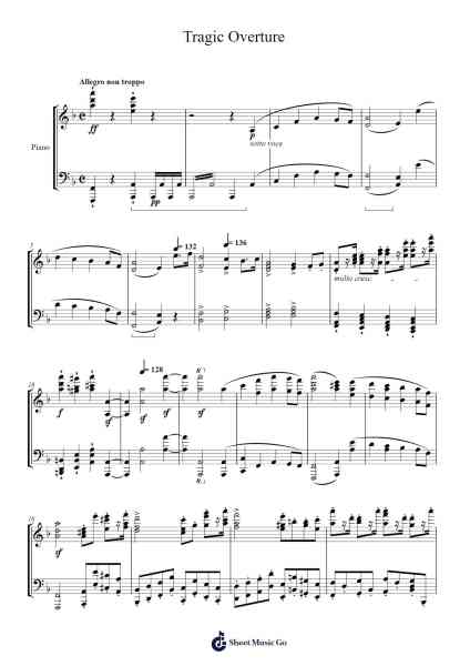 Tragic Overture, Op. 81 Sheet Music by Johannes Brahms-Arr.Bartrhys Shelcie