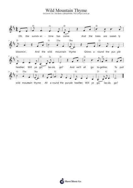 Wild Mountain Thyme Sheet Music by anon.-Arr.Sukeats Midpaul