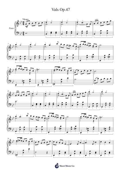Vals Op.47 Sheet Music by undefined-Arr.Montholt