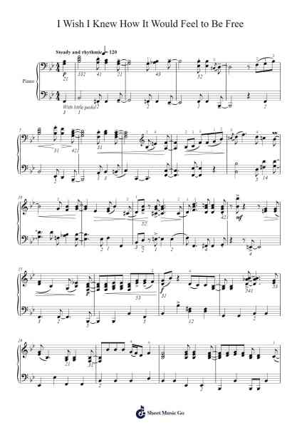 I Wish I Knew How It Would Feel to Be Free Sheet Music by Nina Simone-Arr.Paygill Noaho'neil