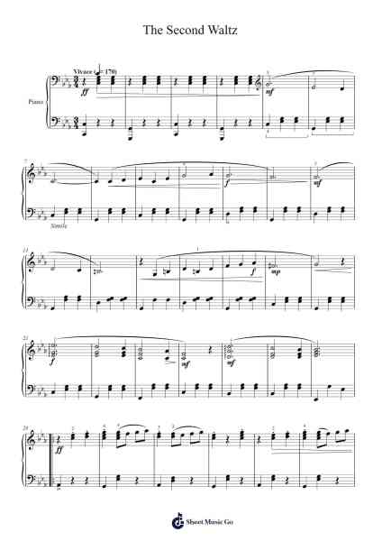 Waltz No. 2 in C Minor, Op. 72, II. Waltz Sheet Music by Dimitri Shostakovich-Arr.Reylome