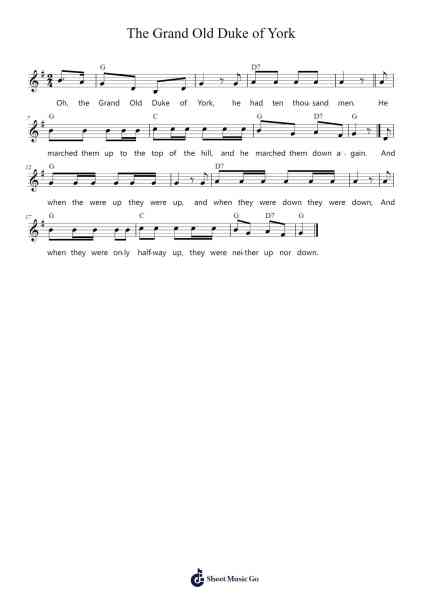 The Grand Old Duke of York Sheet Music by undefined-Arr.Brianphrey Judphne