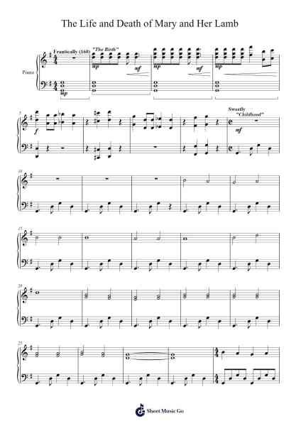 The Life and Death of Mary and Her Lamb Sheet Music by undefined-Arr.Wilheljones