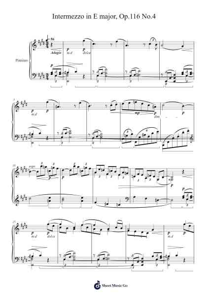 Intermezzo in E major, Op.116 No.4 Sheet Music by Johannes Brahms-Arr.Phoeser