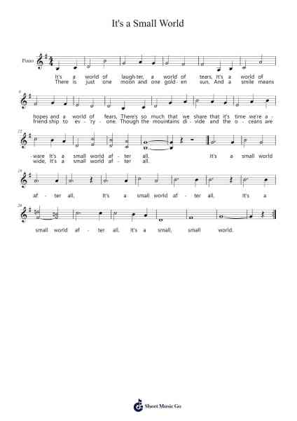 It's a Small World 楽譜 by Disney-Arr.Ianruth Xalain