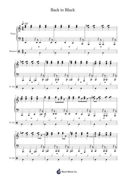 Back to Black Sheet Music by Amy Winehouse-Arr.Bownio Elroytier